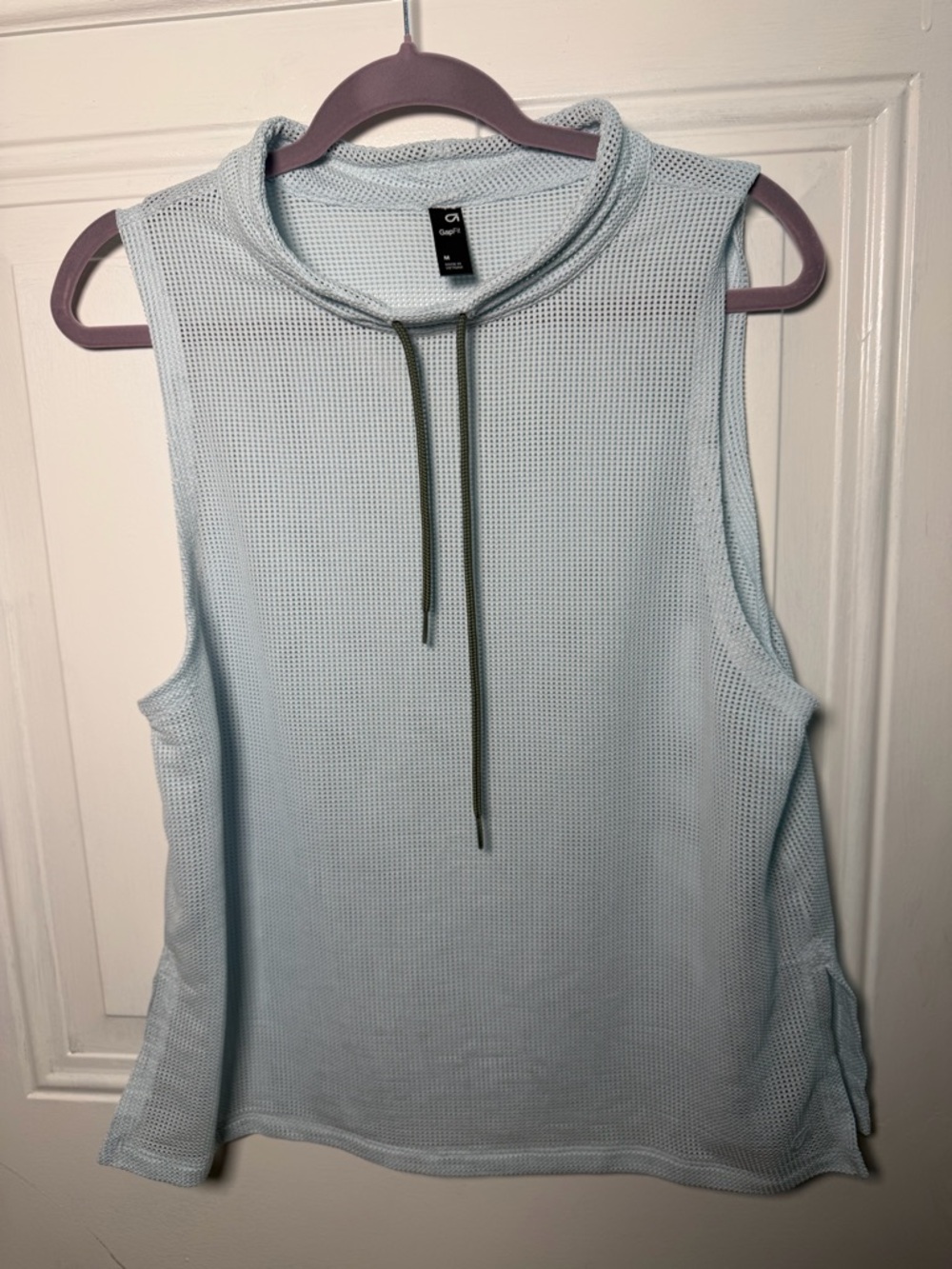 GAP Light Blue Sleeveless Mesh Drawstring Tank